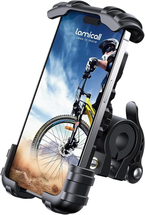Lamicall Bike Phone Holder, Motorcycle Phone Mount - Motorcycle Handlebar Cell Phone Clamp, Scooter Phone Clip for iPhone 14 Plus/Pro Max, 13 Pro Max, S9, S10 and More 4.7" - 6.8" Smartphones, Blue