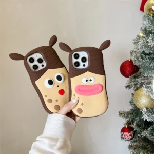 Silicone Cartoon Apple Phone Case, Suitable for iPhone 14 15 16 Pro Max, 3D Fun Braid Girl, Protective Case