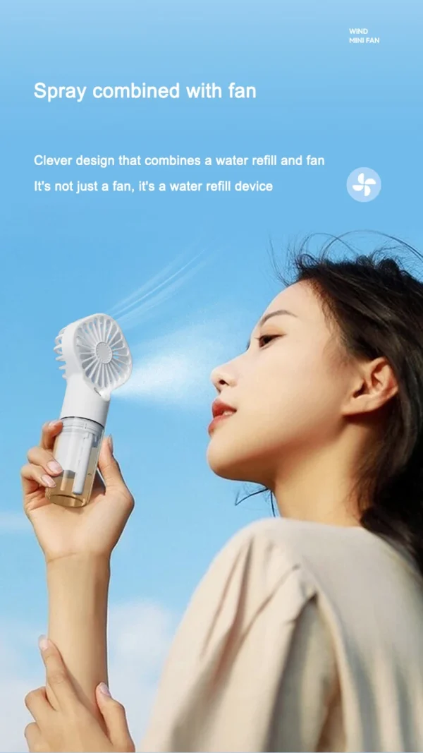 🔥Portable Handheld Spray Fan,Water Spray Mist Fan,Student Dormitory Mini Fan,Summer Supplies, Cooling Tools,Outdoor Small Fan 1pc 🔥
